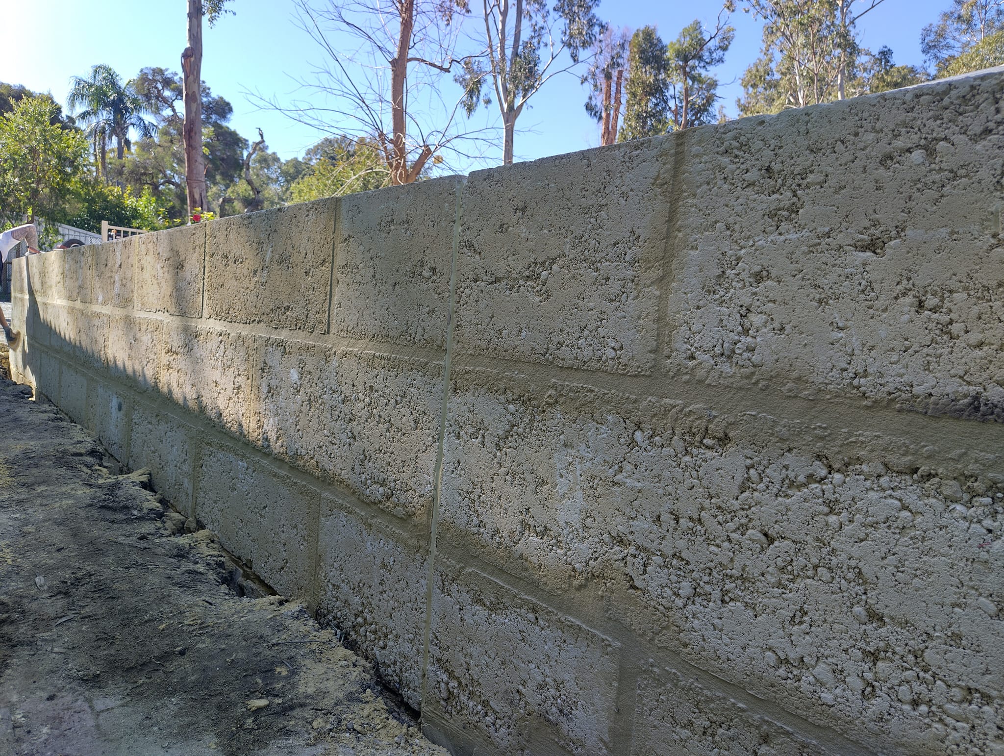 Limestone retaining wall construction Nedlands